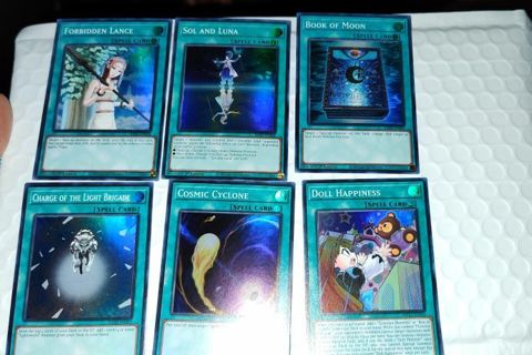 6 Mint Condition Ultra Rare Holo Yugioh spell cards