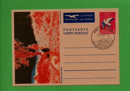 stationary postcard - Princepate of Liechtenstein - Airmal with FDC postmark