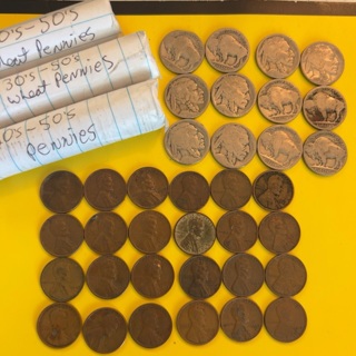 150+ Pennies 1919-1950’s,8 Nickels lot WP-2