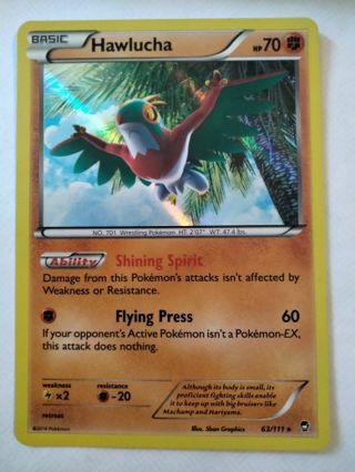 Hawlucha 63/111 rare holo nm pokemon