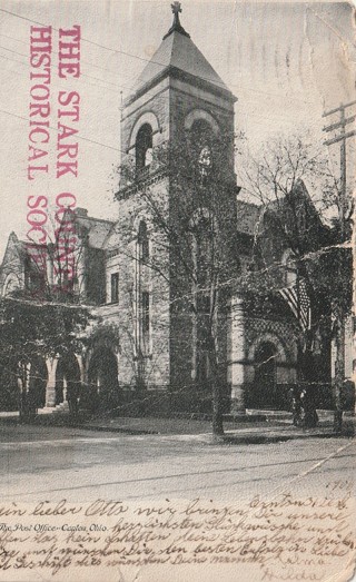 Vintage Used Postcard: g: 1906 Post Office, Canton, OH 