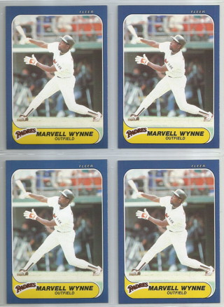 Lot of (4) 1986 Fleer Update Marvell Wynne #U-130 Padres