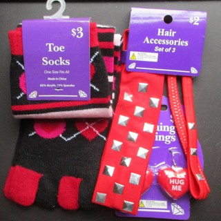 Valentine's Day Accessories = Socks, Earrings, Headbands