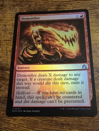 Magic the gathering mtg Demon fire foil card Ravnica Remastered