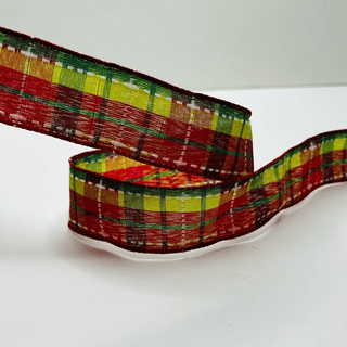 Free: Red Green Plaid 1.5” Wire Edge Ribbon