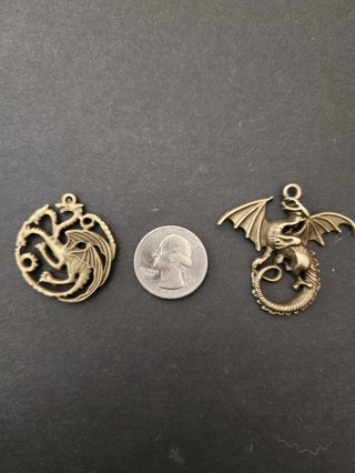 (2) Gold-tone Dragon Pendants