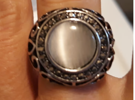 Silvertone Moonstone Ring, size 7