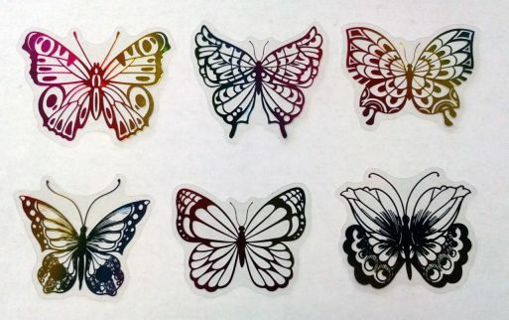 Six Holographic Laser Shining Butterfly Stickers #2