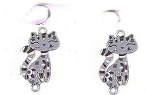 SP ENAMEL GRAY CAT EARRINGS #2 (PLEASE READ DESCRIPTION)