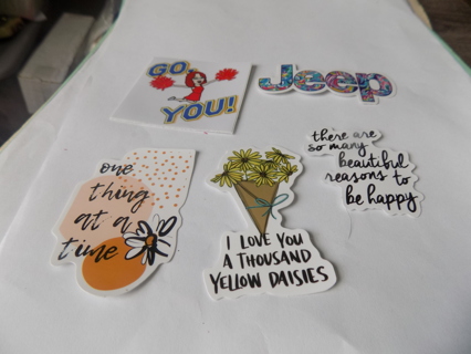 5 stickers/scrapbookGo you  cheerleader, Jeep one thing at a time, I love you  and more