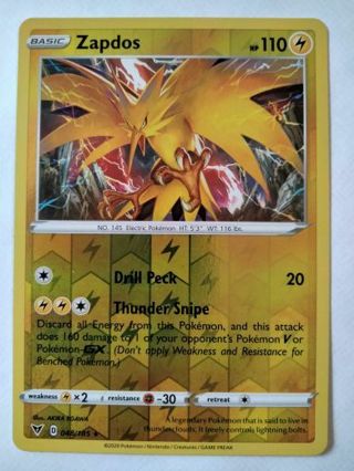 Zapdos 048/185 rare reverse holo nm pokemon