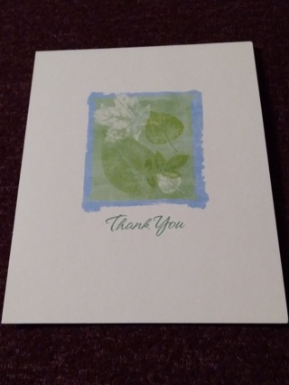 White-Green Leaf Notecard - Thank You