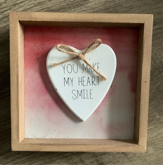 YOU MAKE MY HEART SMILE Valentine’s Day Wood Frame Preowned