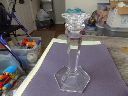 6 1/2 tall Bleikristall west Germany Hexagon pattern lead crystal candle stick