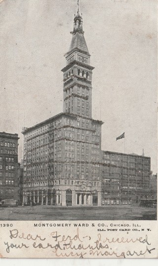 Vintage Used Postcard: g: 1909 Montgomery Ward & Co, Chicago, IL