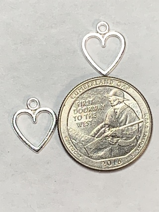 MINI HEART CHARMS~#1~SILVER~SET OF 2 CHARMS~FREE SHIPPING!