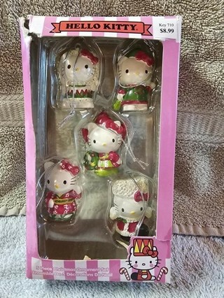 Hello Kitty Miniature Christmas Ornaments Set of 5 Holiday Decor 2008 