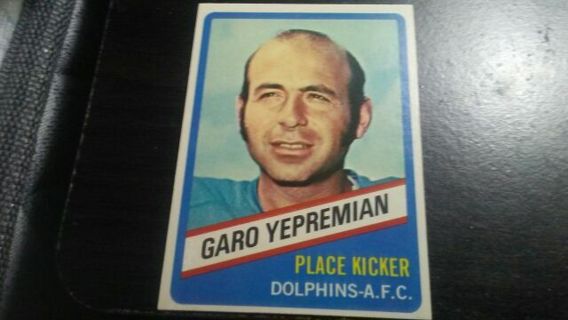 RARE ORIGINAL 1976 TOPPS WONDER BREAD ALL STAR SERIES GARO YEPREMIAN DOLPHINS FOOTBALL CARD#12