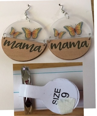 Mama earrings and ring 