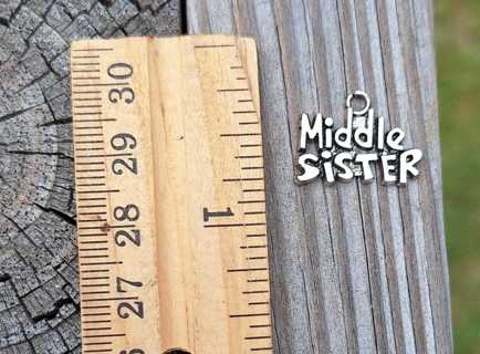 Middle Sister Charm ONE SIDED Silvertone   Scrapbooking  Pen Pal  Card Making Jewerly Crafting