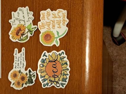 4 Sunflower Stickers 