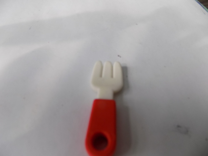 2 1/2 inch mini red and white rubber fork