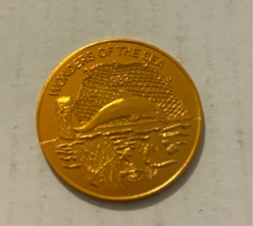 1924 Uncirculated Gold Plated Dolphin Wonders of The Sea Coin See My Other Auctions