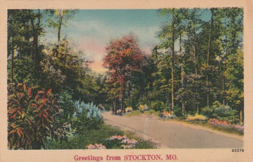 Vintage Used Postcard: giny: 1930 Greetings from Stockton, MO