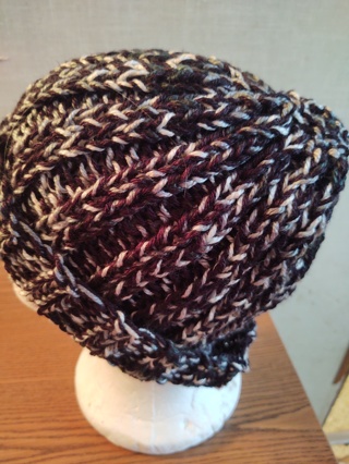 Hand Knit Black Ombre Hat 