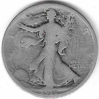 Estate Find 1918 Liberty Walking Half Dollar 90% Silver U.S. 50 Cent Coin