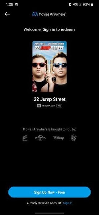 22 jump street Digital HD movie code MA/VUDU/iTunes