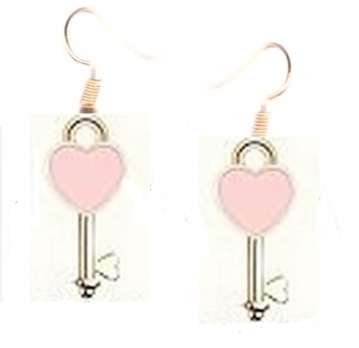 GP ENAMEL PINK HEART KEY EARRINGS #7 (PLEASE READ DESCRIPTION)