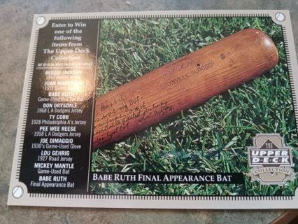 2000 UPPER DECK BABE RUTH FINAL APPEARANCE BAT BOSTON RED SOX/NEW YORK YANKEES BASEBALL CARD