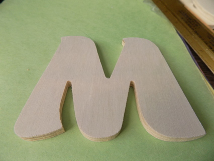 Wooden initial letter M # 2 4 inch tall & wide ready to paint or could be a w just turn around
