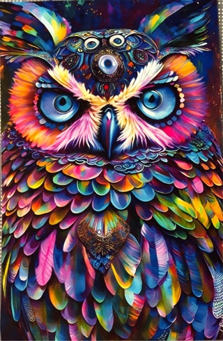 Colorful Owl - 3 x 5” MAGNET - GIN ONLY