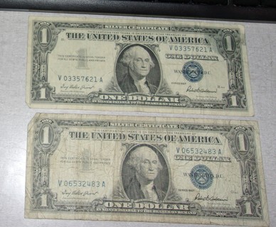 1957 Series - 2  Silver Certificate Dollar Bills 