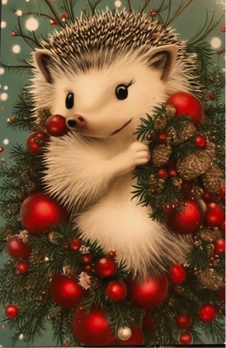 Adorable Christmas Hedgehog - 3 x 5” MAGNET - GIN ONLY