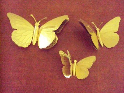 Butterfly Wall Decor Gold Tone Lot of 3