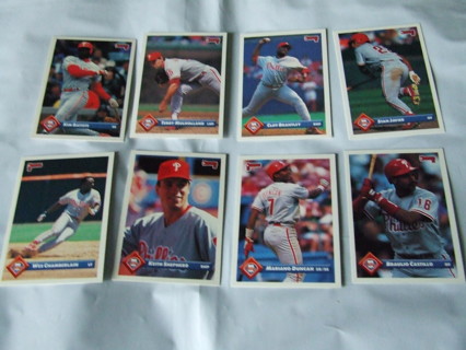 1993 Philadelphia Phillies Team Donruss Card Lot of 8