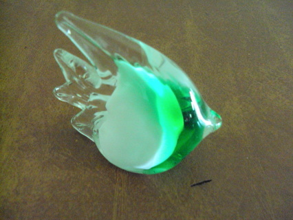 Green/White Glass Fish Figurine