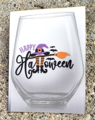 HALLOWEEN DRINKING GLASS RUB ON TRANSFER STICKER STYLE 2 HAPPY HALLOWEEN 