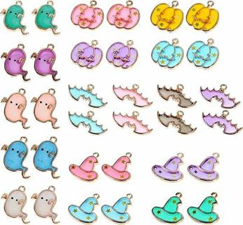 34 PCS Enamel Colorful Halloween Charms, Wholesale Bulk (PLEASE READ DESCRIPTION)