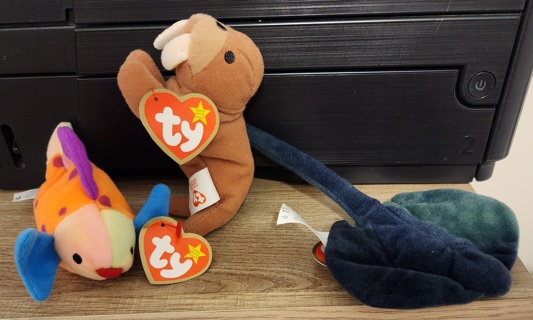 NEW - TY Teeny Beanie Babies - "Lips", "Tusk" & "Sting" 