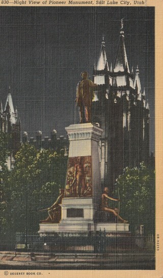 Vintage Used Postcard: gin: 1945 Pioneer Monument, Salt Lake City, UT