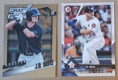 JD Davis 2 different Rookie Cards - 2014 Panini Prizm Draft Pick & 2018 Bowman