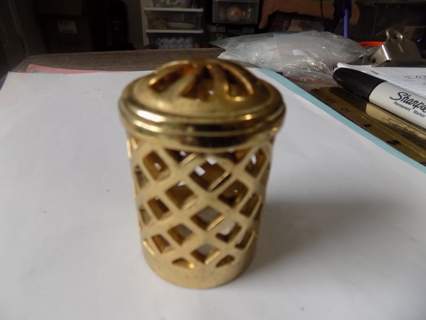 Solid brass cut out diamond shape cylinder 2 1/2 tall  trinketbox