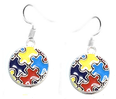 SP ENAMEL AUTISM ROUND EARRINGS #2 (PLEASE READ DESCRIPTION