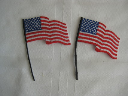 America flag embroidered iron on patch, 2 flags, new out of package.
