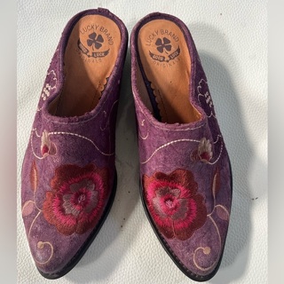 Vintage Lucky Brand Cathy Floral Embroidered Slip On Mules CATHY LHEEL SIZE 6M