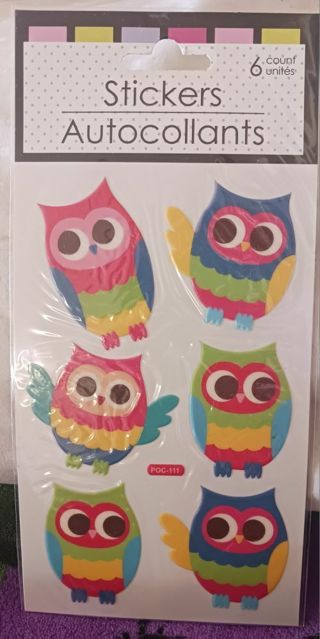 Package of Colorful Owl Stickers.